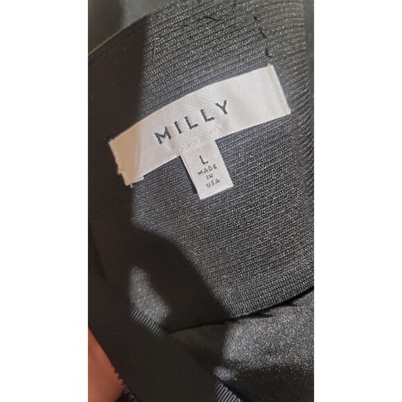 Milly Women's NWOT Bonded Tech Bubble Black Lined Skirt Box Pleated sz L *Flaws - Picture 5 of 7